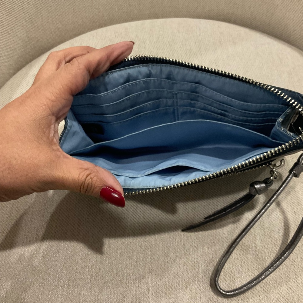 Coach Denim and Silver Poppy Wristlet - Picture 4 of 6
